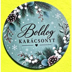    Nyomtatott kopogtató közép Zöld háttérel, Boldog karácsonyt  felirattal	1db	15cm vastagság 2,5mm	