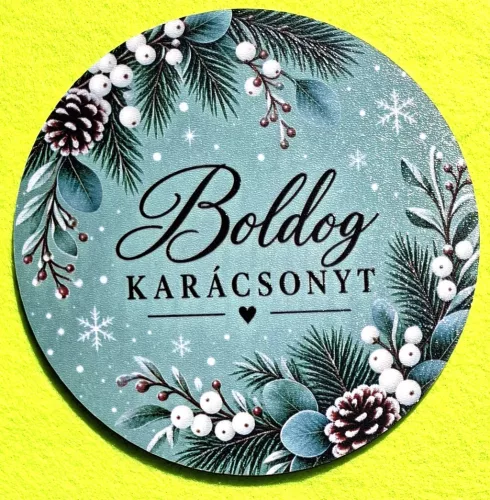  Nyomtatott kopogtató közép Zöld háttérel, Boldog karácsonyt  felirattal	1db	15cm vastagság 2,5mm	
