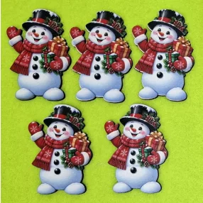    Nyomtatott ,Vidám hóember 	5db/csomag	4,5x6,5cm magasság vastagság 3mm	