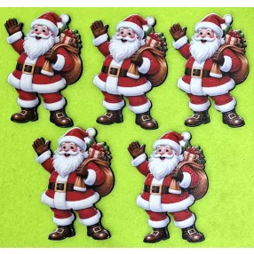    Nyomtatott ,Vidám télapó 	5db/csomag	4,5x6,5cm magasság   vastagság 3mm	