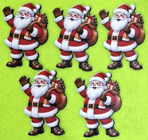  Nyomtatott ,Vidám télapó 	5db/csomag	4,5x6,5cm magasság   vastagság 3mm	