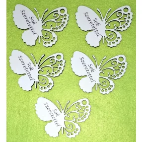  Fehér fa sok szeretettel pillangó 5x7m 5db/csomag	