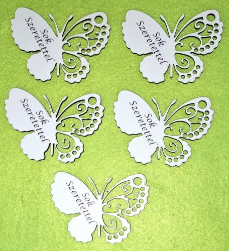  Fehér fa sok szeretettel pillangó 5x7m 5db/csomag	