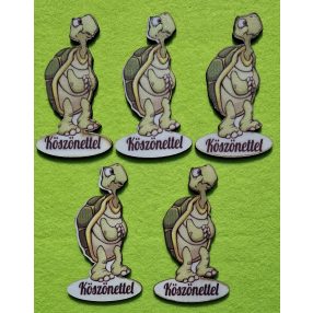    Nyomtatott fa Teknős béka  Köszönettel felirattal	5db/csomag	5x9cm vastagság 3mm	
