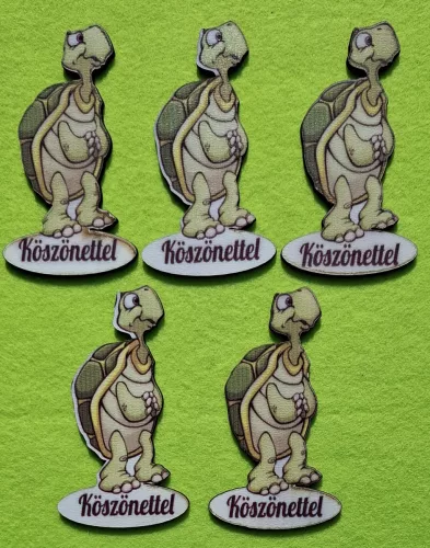  Nyomtatott fa Teknős béka  Köszönettel felirattal	5db/csomag	5x9cm vastagság 3mm	