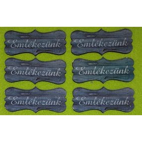    Nyomtatott  Kék deszkás  fa biléta Emlékezünk  felirattal	6db/csomag	7x3cm vastagság 3mm	