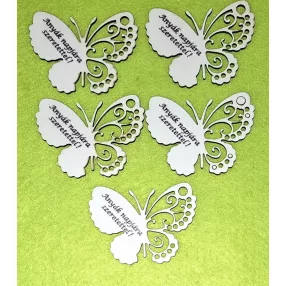   Fehér  fa Anyák napjára szeretettel!	 5db/csomag	7,5x5,5cm 