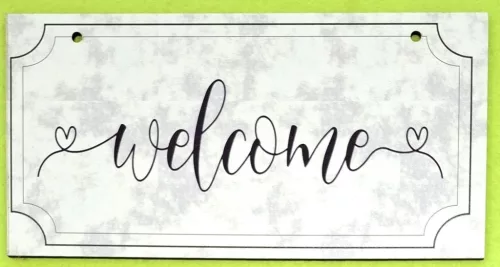 Nyomtatott Fa Szürke tábla Welcome felirattal	1db/csomag	20x10cm vastagság 3mm	