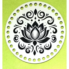   	15cm Horgolható nyomtatott fa alap  Lotus virág 7mm lyukkal 	1db	15cm vastagság 2,5mm	