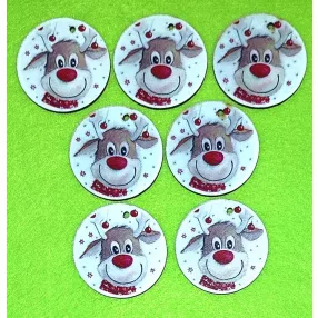 5cm kör  Nyomtatott Rudolf piros kerettel	7db/csomag	