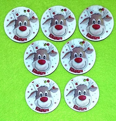 5cm kör  Nyomtatott Rudolf piros kerettel	7db/csomag	