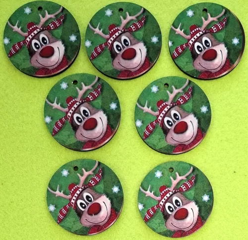 5cm kör  Nyomtatott Rudolf zöld háttérel	7db/csomag	 