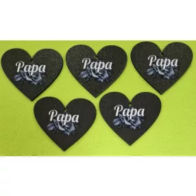 Nyomtatott fa fekete Szív Papa  felirattal	5db/csomag	6x7cm