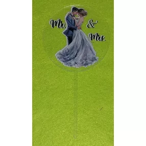   Esküvői Plexi tortadísz Szemben álló pár   Mr & MRS felirattal	1db/csomag	8x16cm vastagság 2mm	