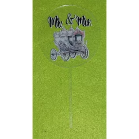   Esküvői Plexi tortadísz Hintóval   Mr & MRS felirattal	1db/csomag	8x16cm vastagság 2mm	