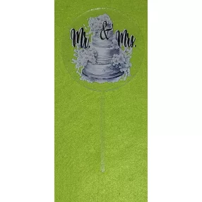   Esküvői Plexi tortadísz Tortával   Mr & MRS felirattal	1db/csomag	8x16cm vastagság 2mm	
