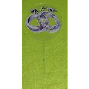   Esküvői Plexi tortadísz Karikagyűrű   Mr & MRS felirattal	1db/csomag	8x16cm vastagság 2mm	