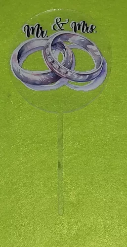 Esküvői Plexi tortadísz Karikagyűrű   Mr & MRS felirattal	1db/csomag	8x16cm vastagság 2mm	