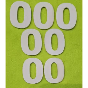 Fehér  fa számok 0-ás	7 db/csomag	5cm vastagság 3mm