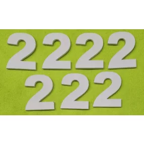 Fehér fa számok 2-es	7 db/csomag	5cm vastagság 3mm