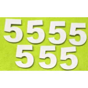 Fehér  fa számok 5-ös	7 db/csomag	5cm vastagság 3mm