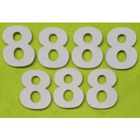 Fehér  fa számok 8-as	7 db/csomag	5cm vastagság 3mm