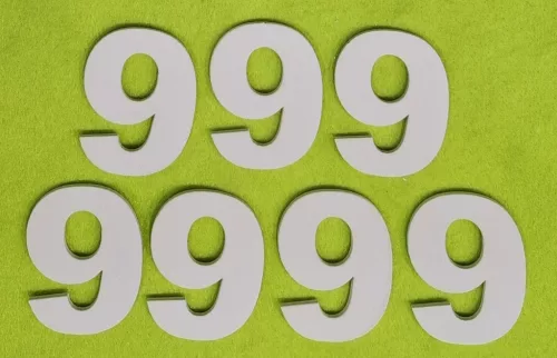 Fehér  fa számok 9-es	7 db/csomag	5cm vastagság 3mm