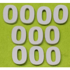Fehér fa számok 0-ás	10 db/csomag	3cm vastagság 3mm