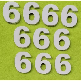 Fehér  fa számok 6-os	10 db/csomag	3cm vastagság 3mm