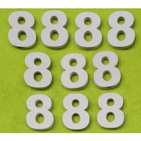 Fehér  fa számok 8-as	10 db/csomag	3cm vastagság 3mm