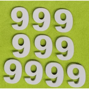 Fehér fa számok 9-es	10 db/csomag	3cm vastagság 3mm