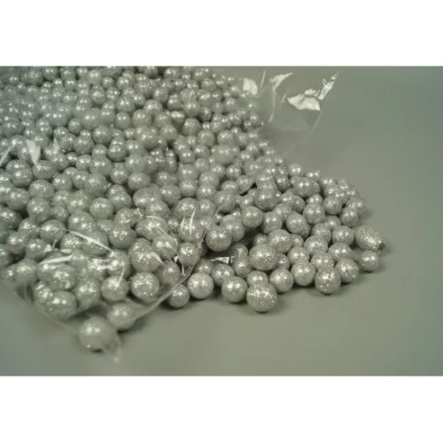 Hungarocell golyó 1,5cm ezüst&glitter 0.045 kg/cs