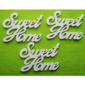 Fehér fa Sweet Home 9,5x7cm 3db/csomag