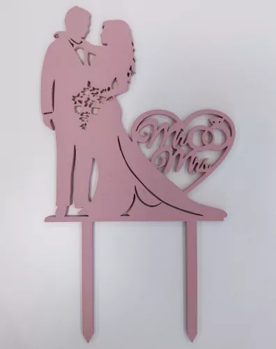 Mályva  színű nyír rétegelt lemez  beszúrós dísz  MR & MRS szemben álló pár		10,5x19cm vastagság 3mm