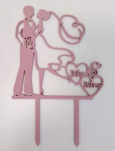 Mályva  színű nyír rétegelt lemez  beszúrós dísz  MR & MRS Hosszú hajú lány 	13x20cm 