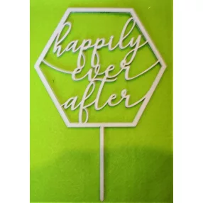   Fehér színű ,fa  alapú HDF(nem tömörfa)  Happily ever after  beszúrós dísz	1 db	14x20 cm 