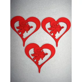 Piros fa  kupido 3db/csomag	10x10cm vastagság 3mm