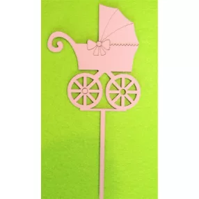 Rózsaszín fa Beszúrós Babakocsi	 1db	8x17cm