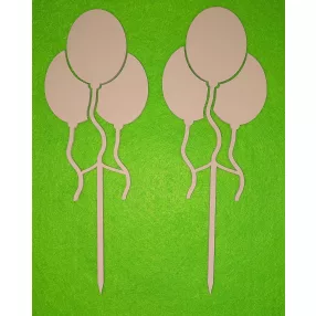    Rózsaszín színű ,nyír rétegelt lemez Lufis beszúrós dísz 	2db 	7x18,5cm 