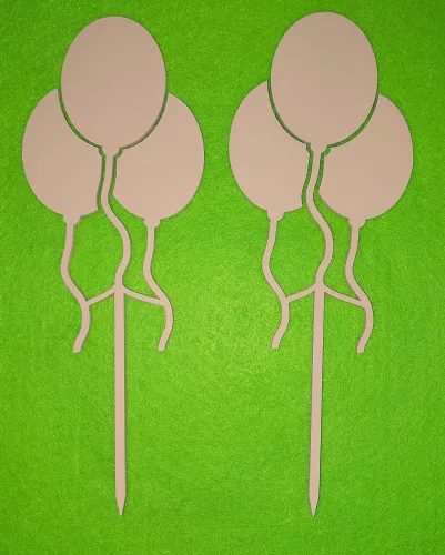  Rózsaszín színű ,nyír rétegelt lemez Lufis beszúrós dísz 	2db 	7x18,5cm 