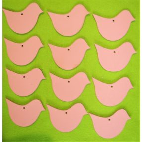  Rózsaszín fa  madár	 6x8cm 12db/csomag 