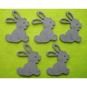 Szürke   fa    ülő  nyuszi  6x8cm vastagság 5db/csomag	 