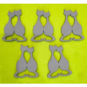 Szürke fa szerelmes macskák 6x8cm 5db/csomag	