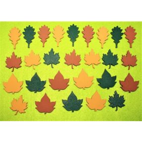 Vegyes színű fa  levél 	27db/csomag	3x3cm vastagság 3mm	