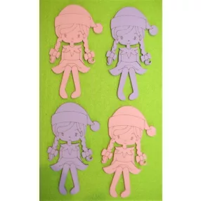  Rózsaszín és lila  fa Manó lány	4db/csomag	10x9cm cm 