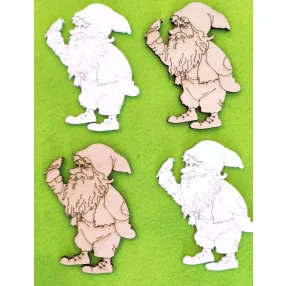 Fehér és natúr fa Erdei törpe  9,5x7,5 cm 4db/csomag