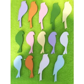 Vegyes színű  fa Madár pár	14db/csomag	6x2,5-8x2,5cm   