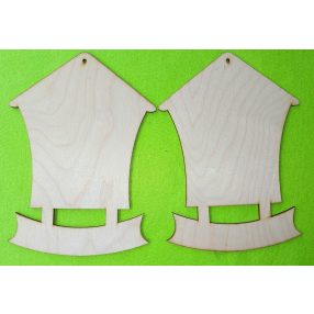 Natúr fa  Házikó szalaggal	2db/csomag	25x18cm   