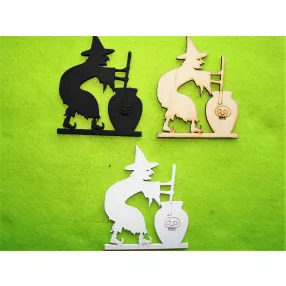   Vegyes színű  fa Mérget főző Boszorkány	3db/ csomag	7x8,5cm 