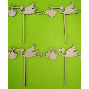 Natúr Beszúrós gólya babával 	4db/csomag	10x11cm  